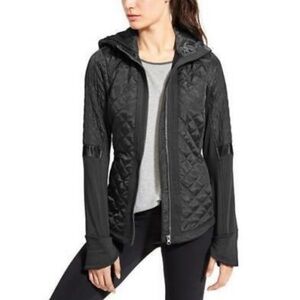 Athleta Rock Slrings Black Quilted Reflective Hooded Jacket
